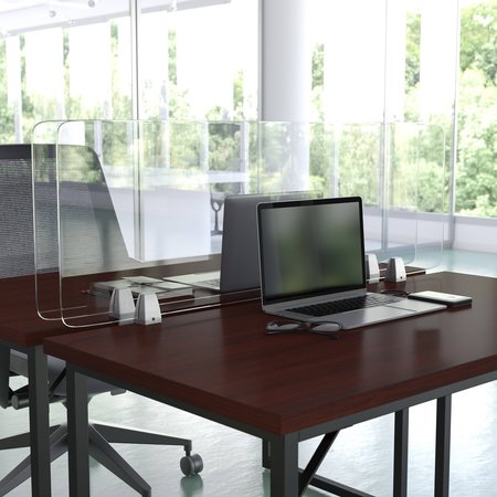 FLASH FURNITURE Clear Acrylic Desk Partition, 18"H x 47"L, Hardware Included BR-DDIA-45119-GG